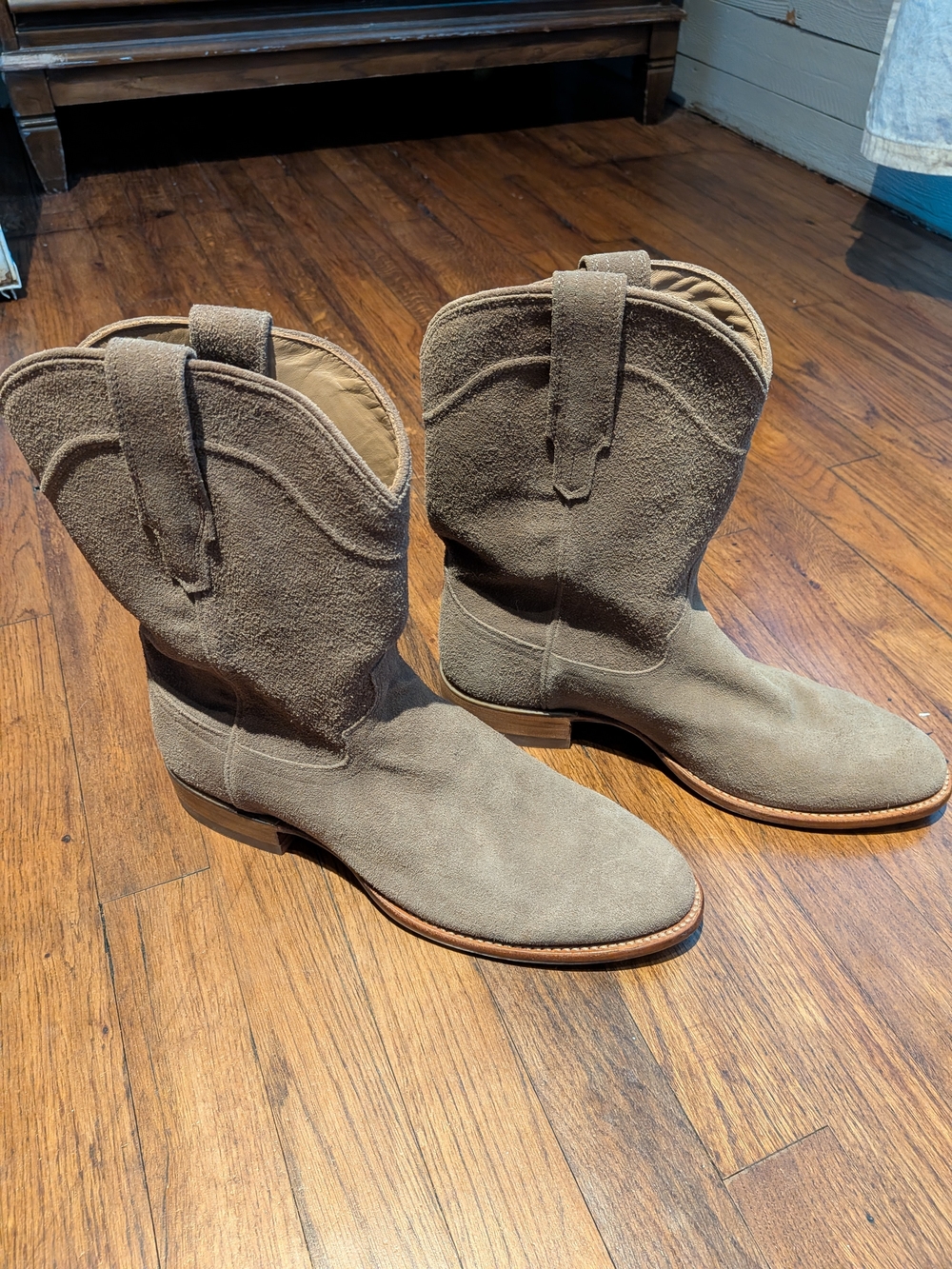Tecovas Men's Suede Western Boots in Taupe